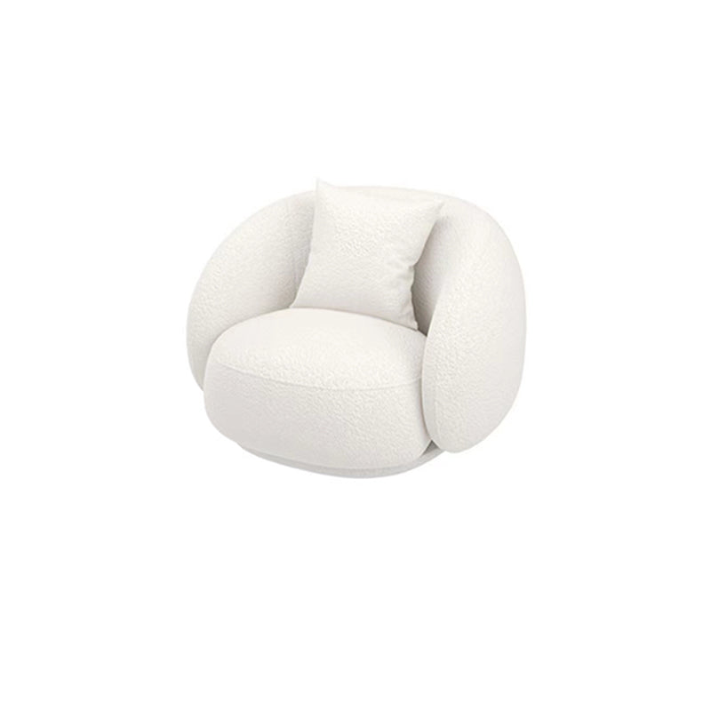 Modern White/grey Wool Curved Sofa Tight Back Stationary Sectional