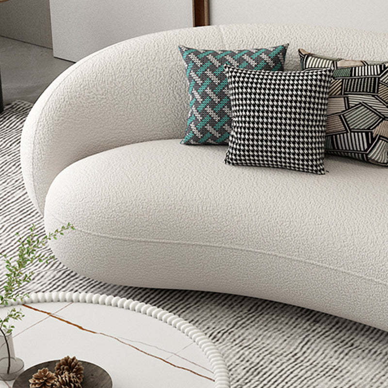 Modern White/grey Wool Curved Sofa Tight Back Stationary Sectional