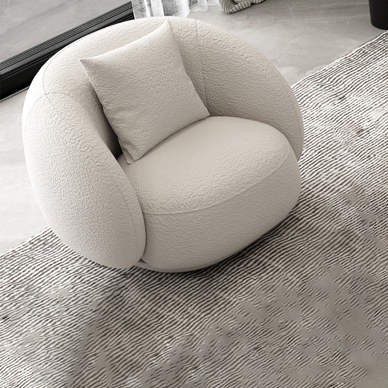 Modern White/grey Wool Curved Sofa Tight Back Stationary Sectional