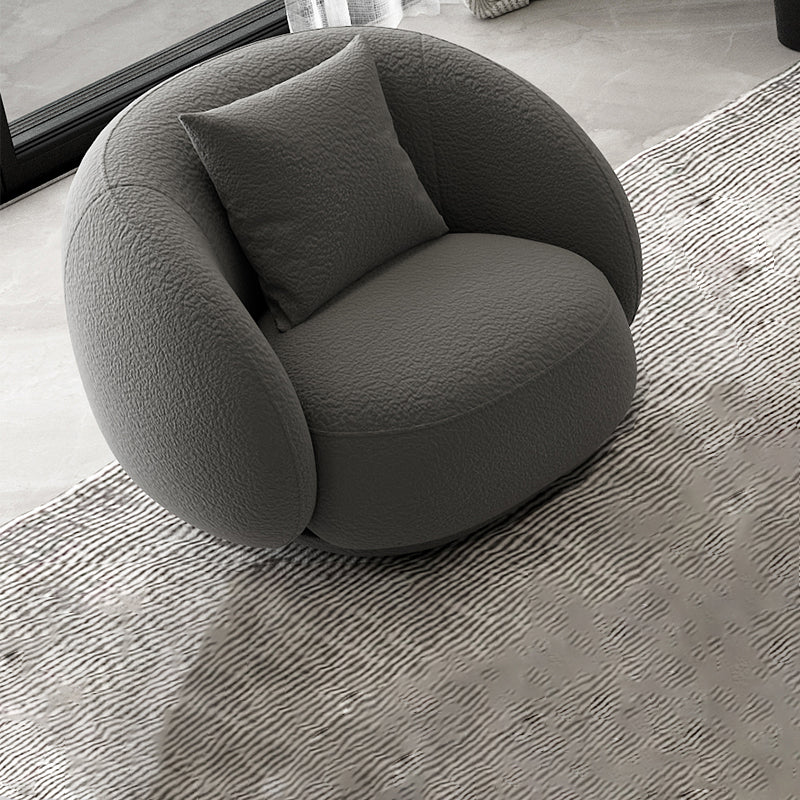 Modern White/grey Wool Curved Sofa Tight Back Stationary Sectional