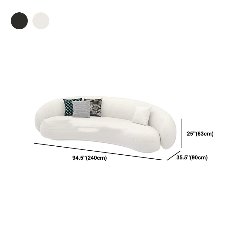 Modern White/grey Wool Curved Sofa Tight Back Stationary Sectional