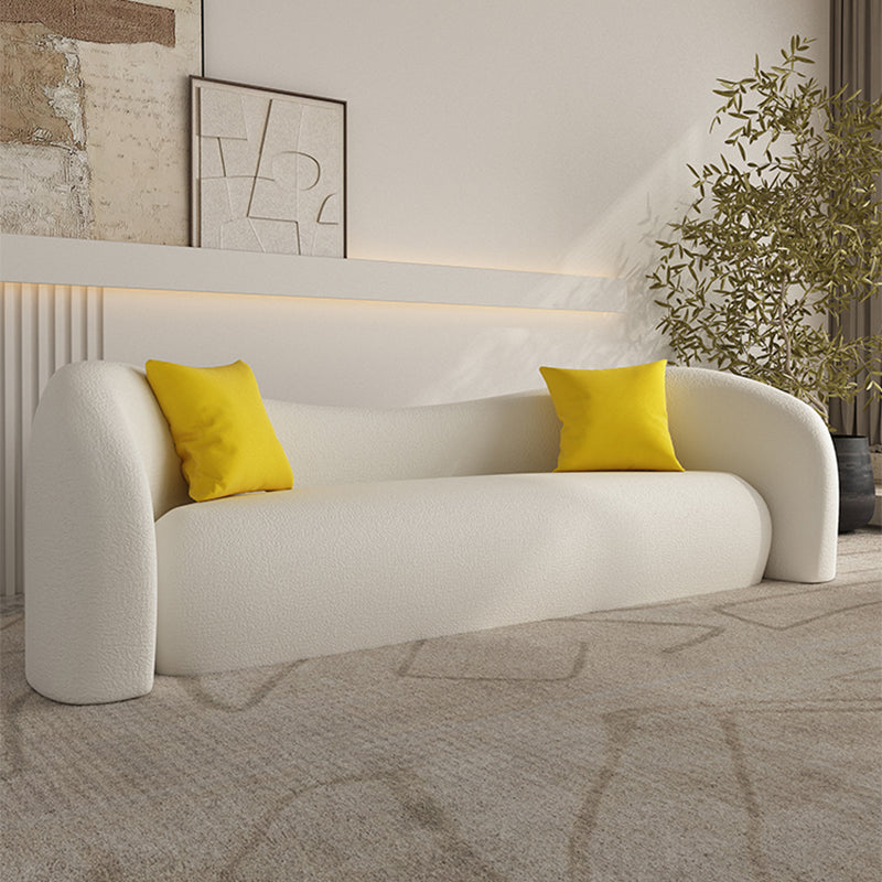 Contemporary Tight Back Sofa Tuxedo Arm Settee Couch in White