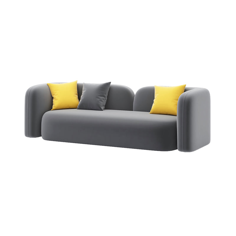 Velvet Gray Armless Sofa Contemporary Standard Sofa with Tight Back