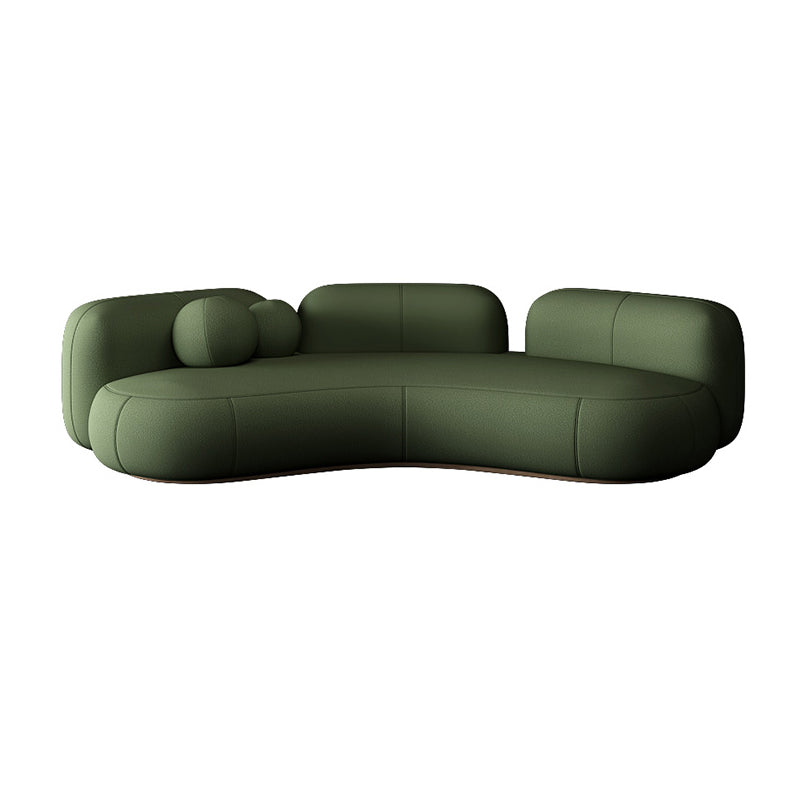 Wool Contemporary Curved Sofa Recessed Arm Sofa for Living Room, Apartment