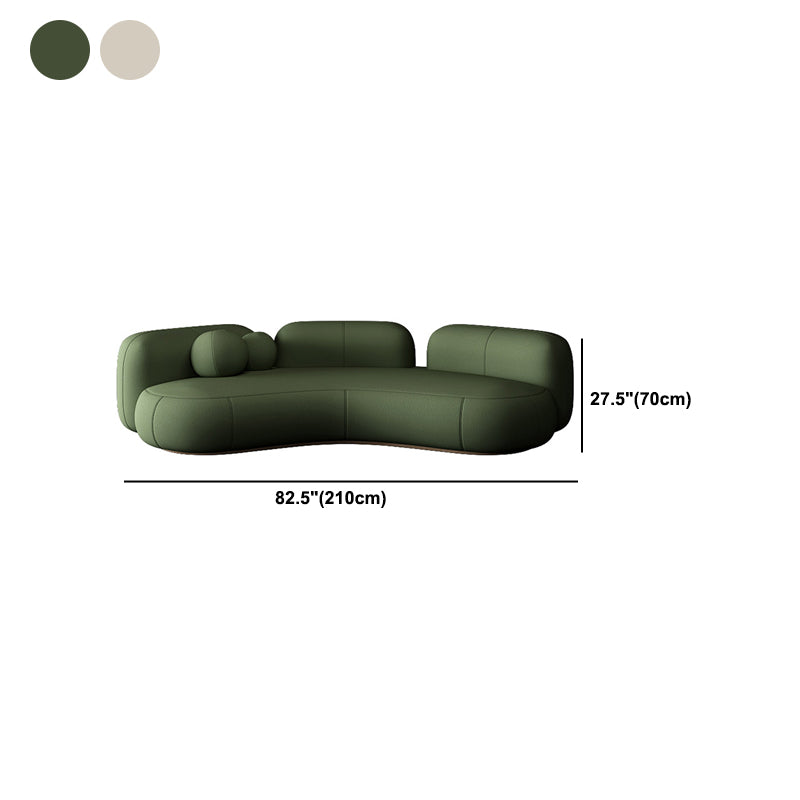 Wool Contemporary Curved Sofa Recessed Arm Sofa for Living Room, Apartment
