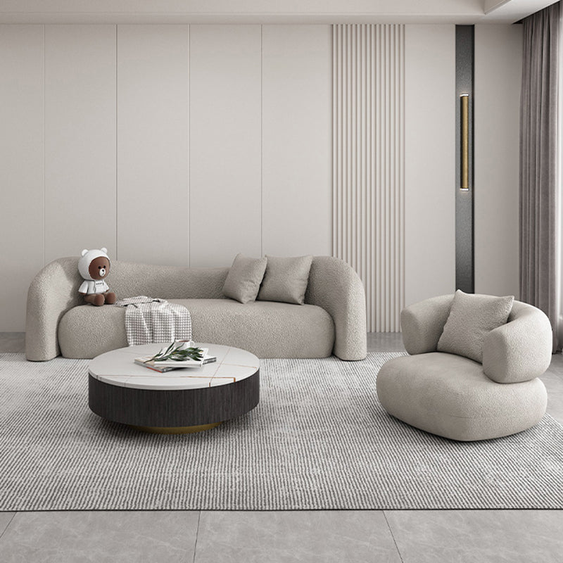 Wool Contemporary Sloped Arm Sofa Curved Sofa for Living Room, Apartment