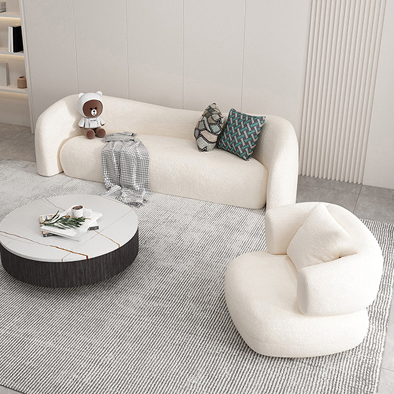 Wool Contemporary Sloped Arm Sofa Curved Sofa for Living Room, Apartment