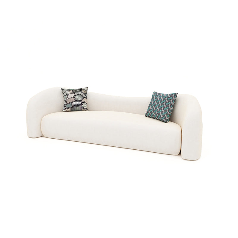 Wool Contemporary Sloped Arm Sofa Curved Sofa for Living Room, Apartment
