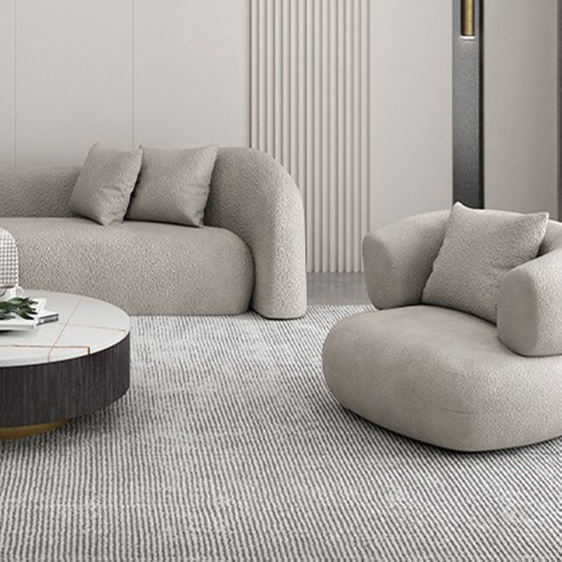 Wool Contemporary Sloped Arm Sofa Curved Sofa for Living Room, Apartment