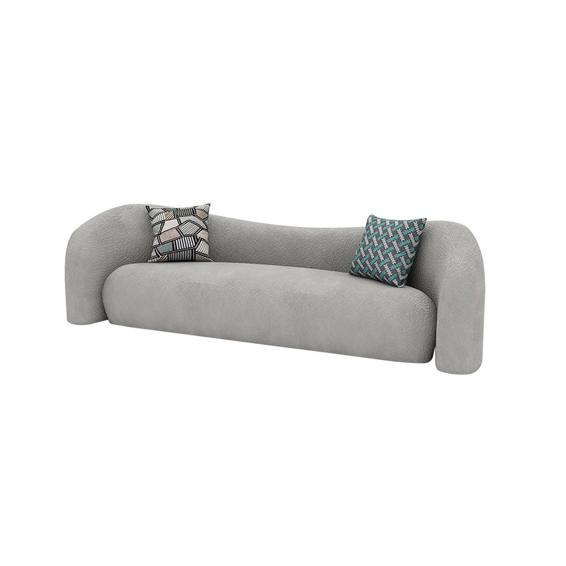 Wool Contemporary Sloped Arm Sofa Curved Sofa for Living Room, Apartment