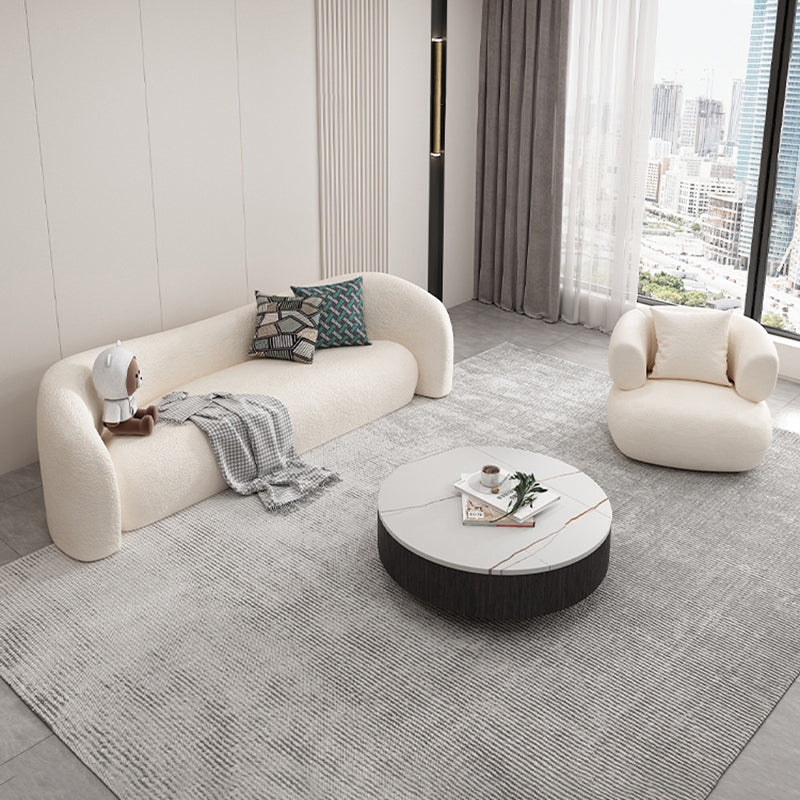 Wool Contemporary Sloped Arm Sofa Curved Sofa for Living Room, Apartment