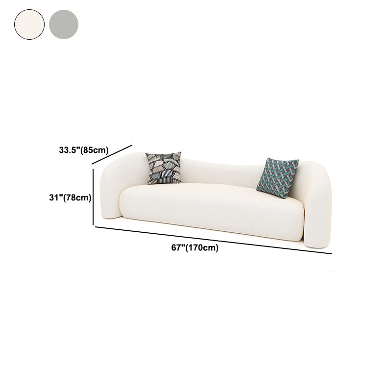 Wool Contemporary Sloped Arm Sofa Curved Sofa for Living Room, Apartment