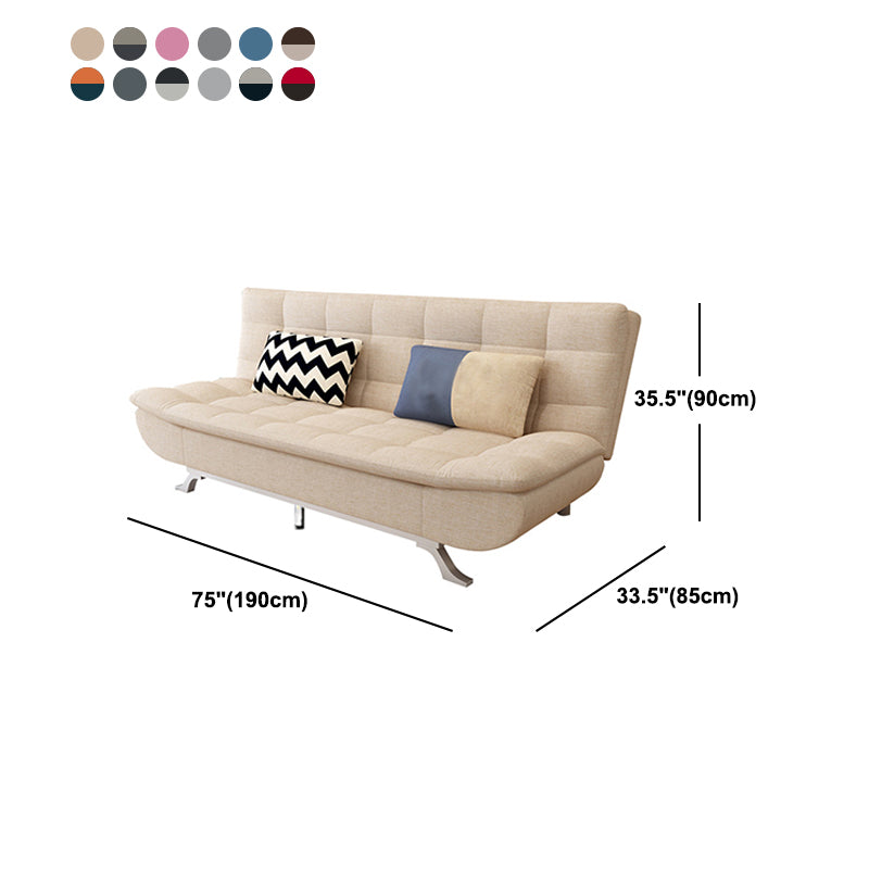 Cotton Blend and Faux Leather Contemporary Armless Biscuit Back Sofa Bed