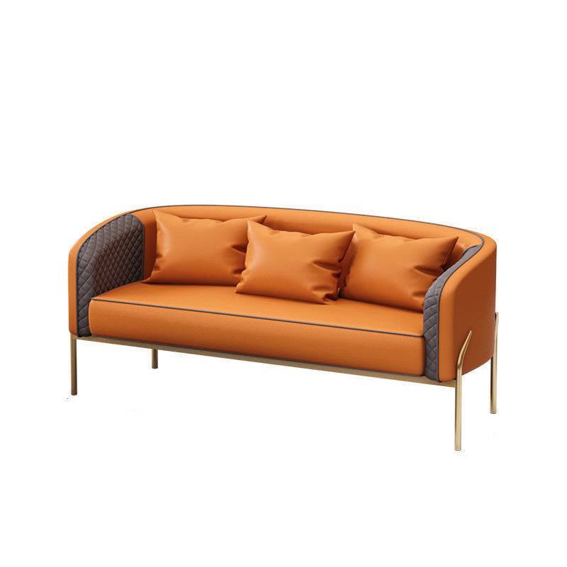 Standard Sofa 22.83" D X 27.55" H Sloped Arm Sofa with Golden Legs for Living Room