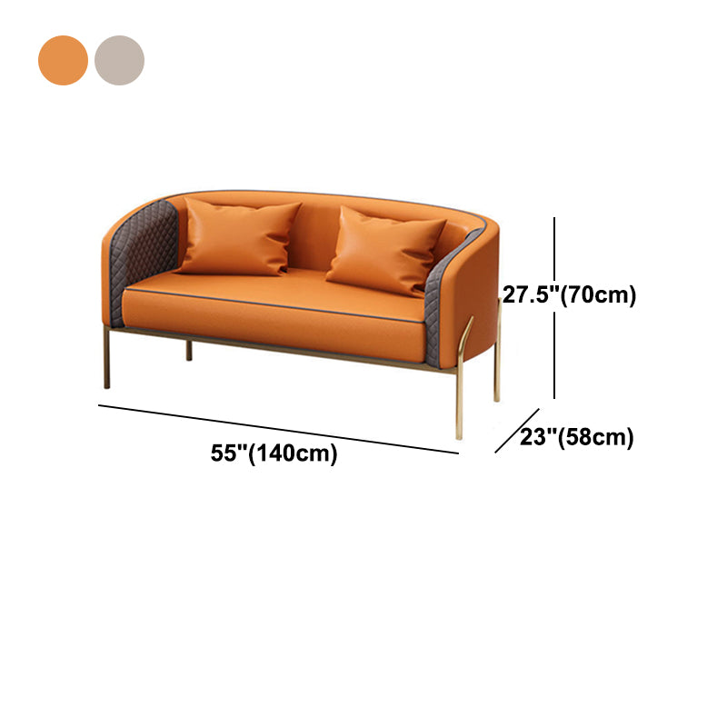 Standard Sofa 22.83" D X 27.55" H Sloped Arm Sofa with Golden Legs for Living Room