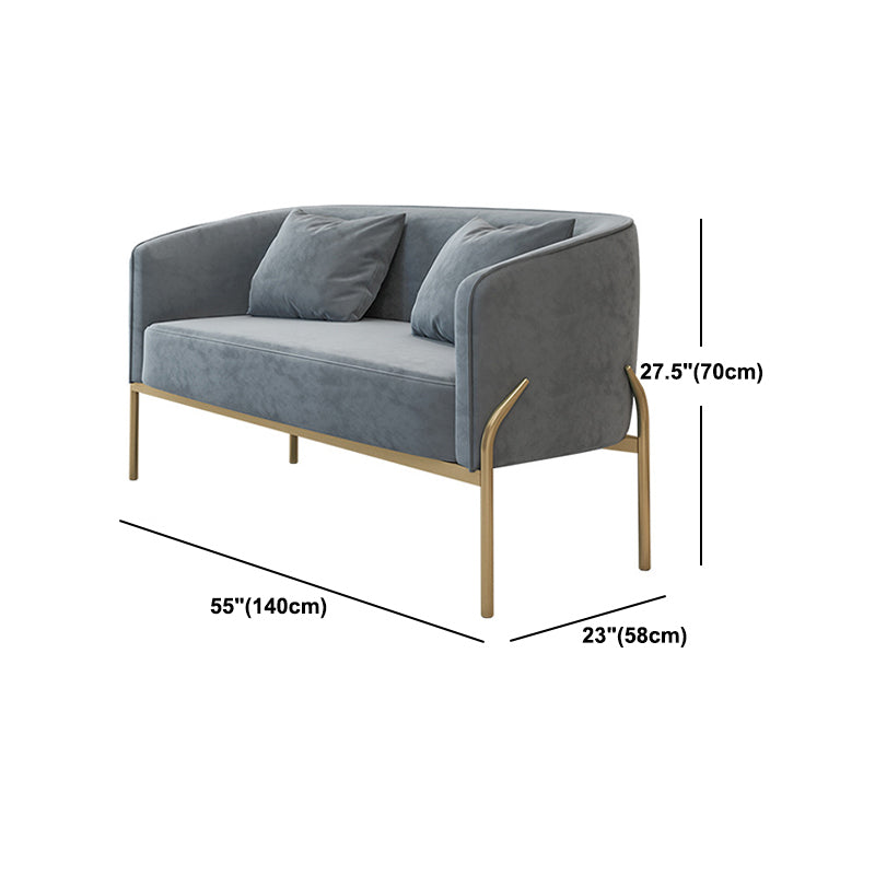 Standard Sofa 22.83" D X 27.55" H Sloped Arm Sofa with Golden Legs for Living Room