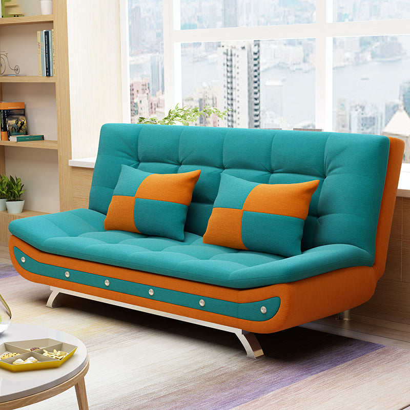 Cotton Blend Convertible Contemporary Biscuit Back Armless Sofa Bed