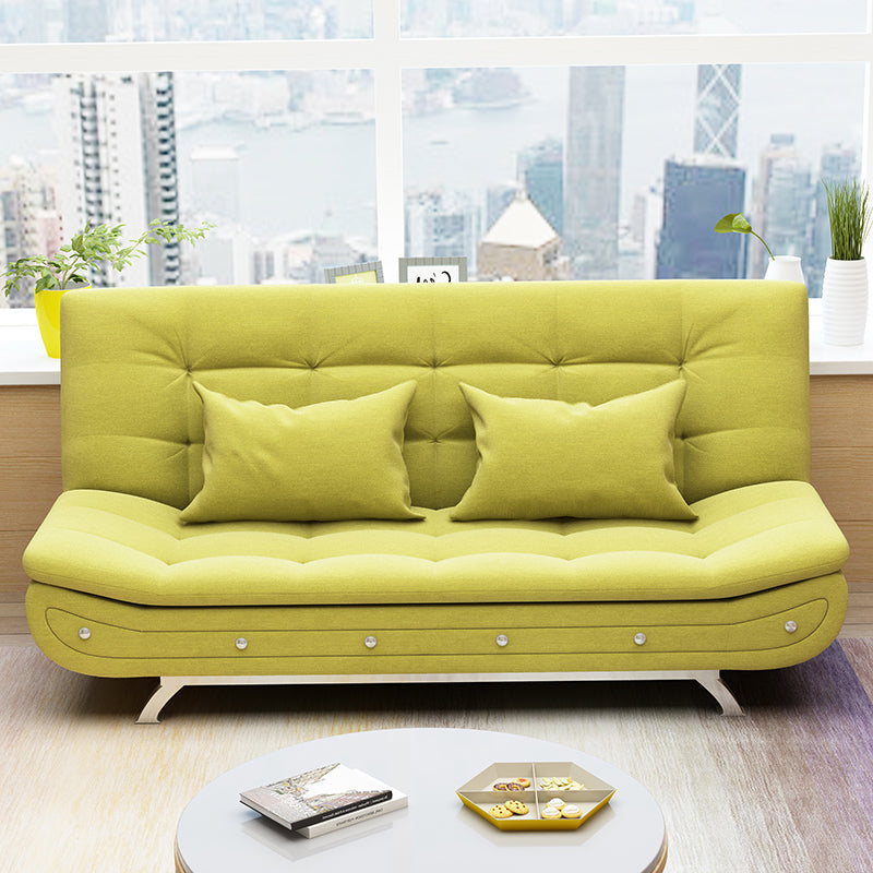 Cotton Blend Convertible Contemporary Biscuit Back Armless Sofa Bed