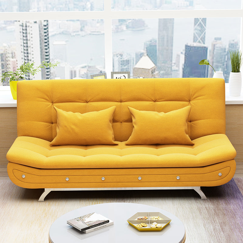 Cotton Blend Convertible Contemporary Biscuit Back Armless Sofa Bed
