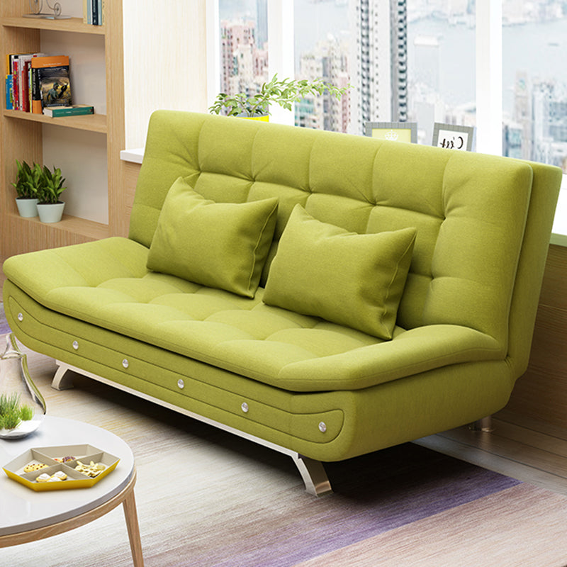 Cotton Blend Convertible Contemporary Biscuit Back Armless Sofa Bed