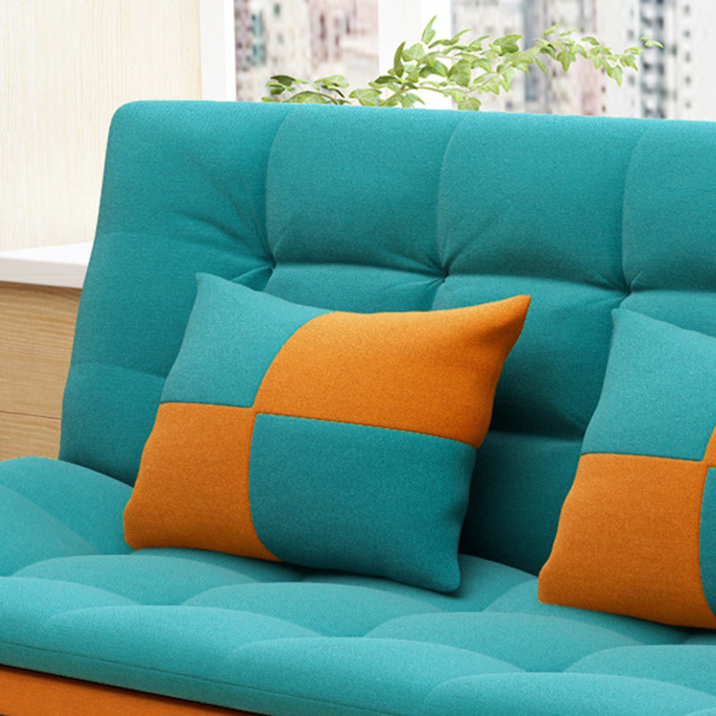Cotton Blend Convertible Contemporary Biscuit Back Armless Sofa Bed