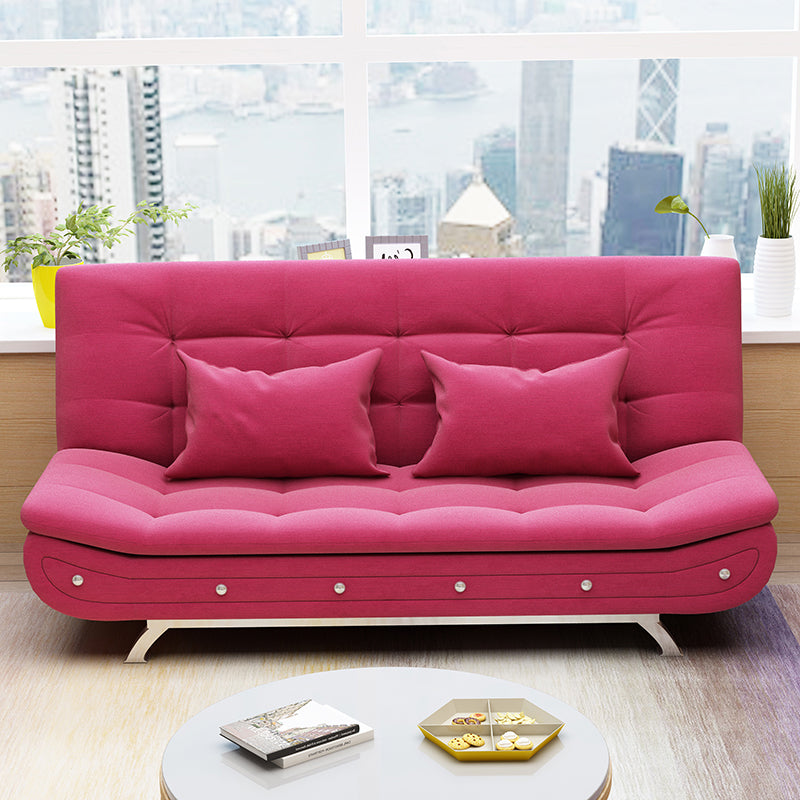 Cotton Blend Convertible Contemporary Biscuit Back Armless Sofa Bed