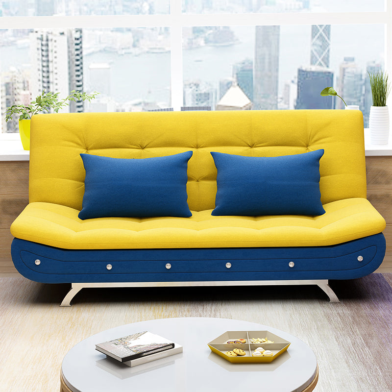 Cotton Blend Convertible Contemporary Biscuit Back Armless Sofa Bed