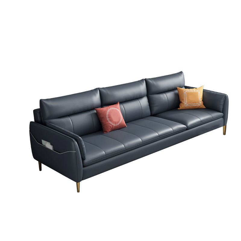 Stain Resistant Glam Blue Sofa Sewn Pillow Back Pillow Top Arm Seating