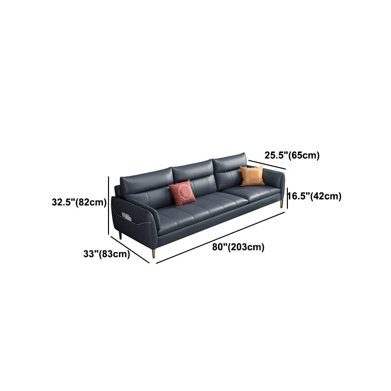 Stain Resistant Glam Blue Sofa Sewn Pillow Back Pillow Top Arm Seating