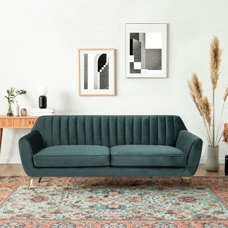 33.4"H Flared Arm Solid Color Velvet Standard Sofa for Living Room