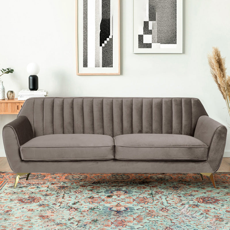 33.4"H Flared Arm Solid Color Velvet Standard Sofa for Living Room