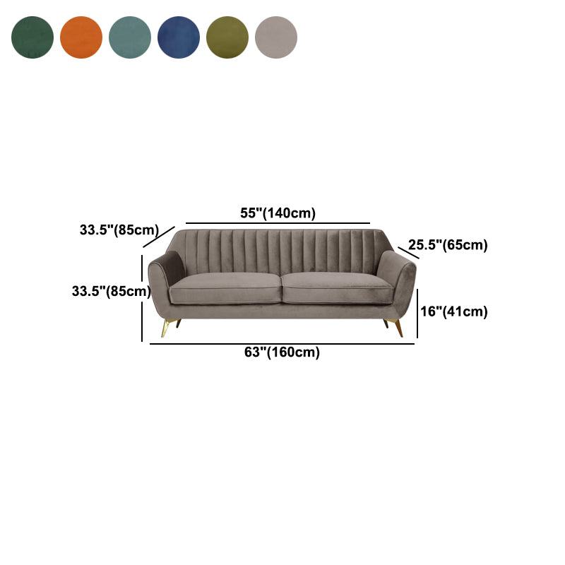 33.4"H Flared Arm Solid Color Velvet Standard Sofa for Living Room