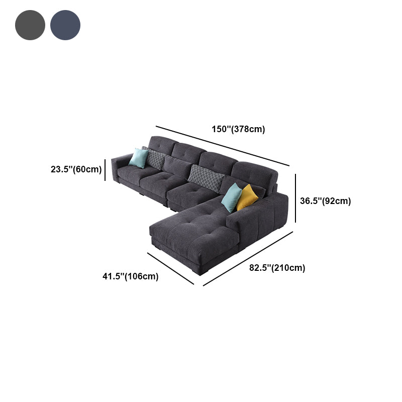 34.2"H Modern Cotton Blend Square Arm Sofa & Chaise for Living Room
