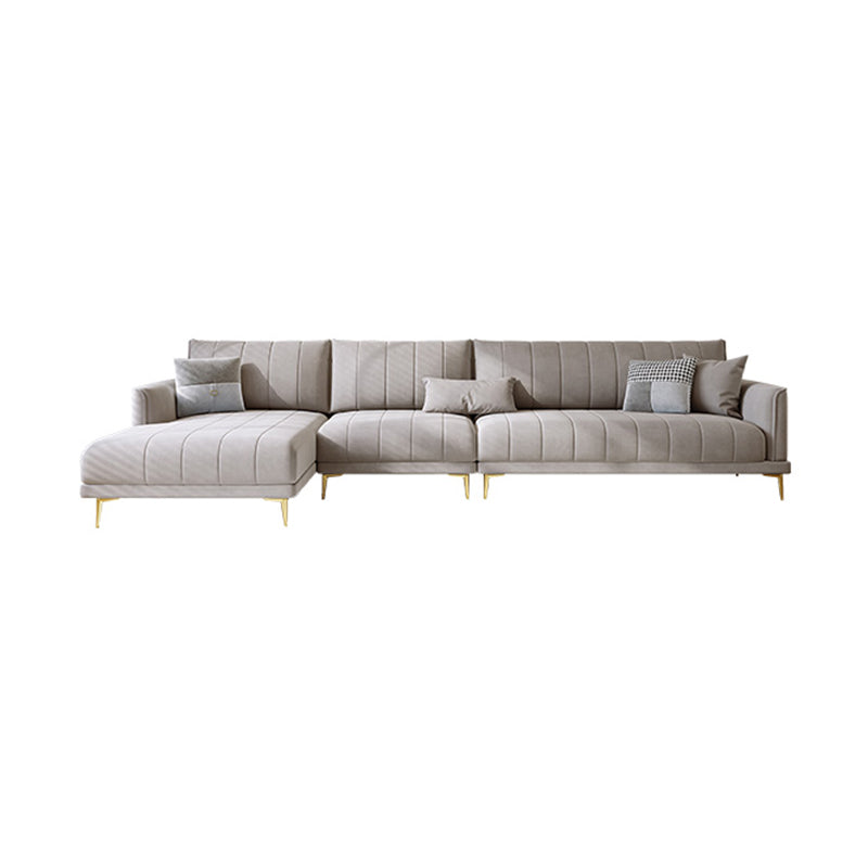 Nordic Sofa & Chaise in Grey Square Arm Sofa with Bolster Pillows