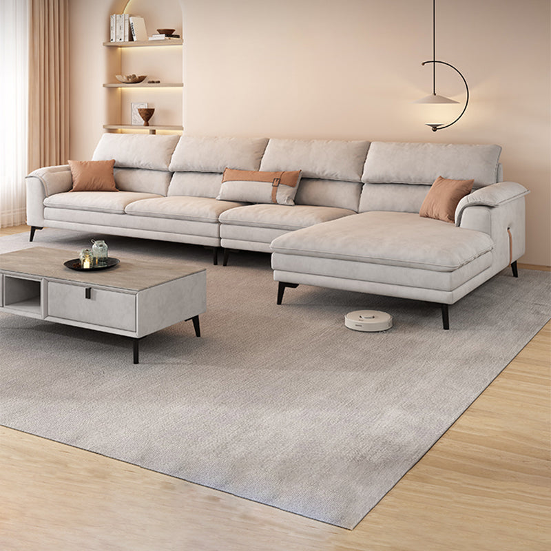 Modern Grey Faux Leather Sofa & Chaise Pillow Top Arm Sofa - 36.22" H