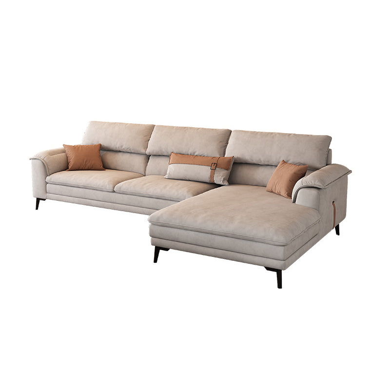 Modern Grey Faux Leather Sofa & Chaise Pillow Top Arm Sofa - 36.22" H