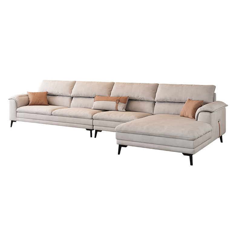 Modern Grey Faux Leather Sofa & Chaise Pillow Top Arm Sofa - 36.22" H