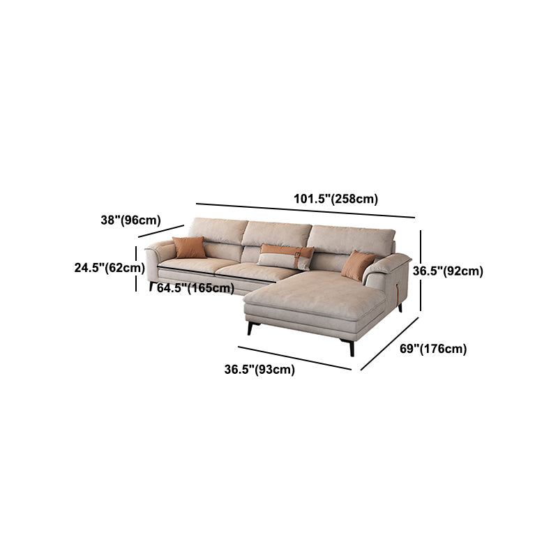 Modern Grey Faux Leather Sofa & Chaise Pillow Top Arm Sofa - 36.22" H