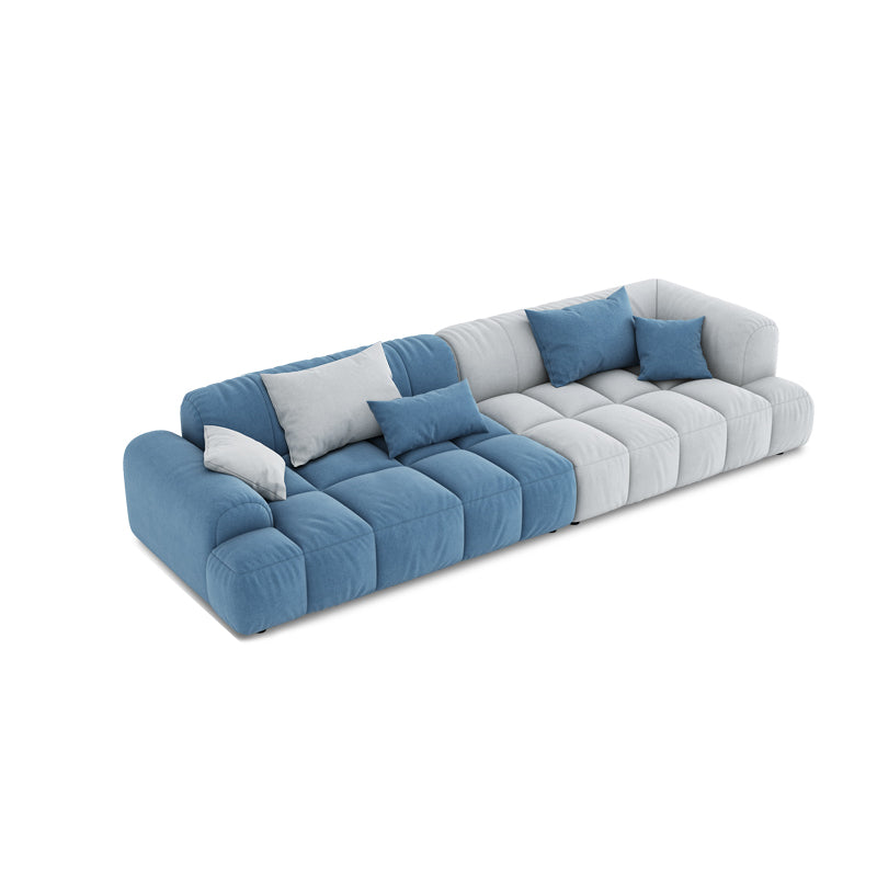 Scandinavian Sofa & Chaise in Blue and White Recessed Arm Sofa