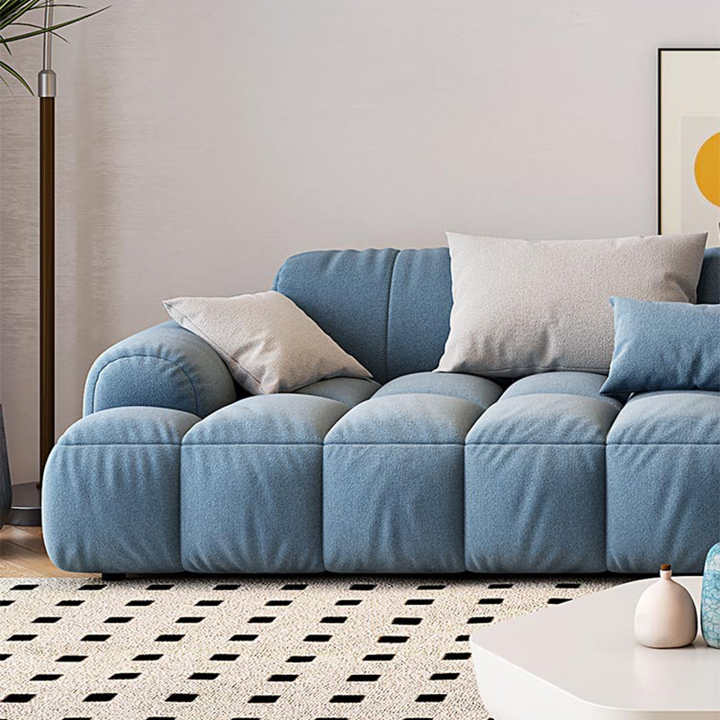 Scandinavian Sofa & Chaise in Blue and White Recessed Arm Sofa