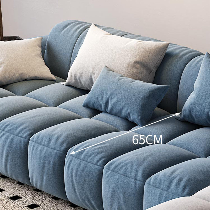 Scandinavian Sofa & Chaise in Blue and White Recessed Arm Sofa
