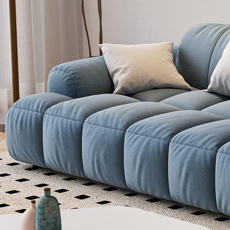Scandinavian Sofa & Chaise in Blue and White Recessed Arm Sofa