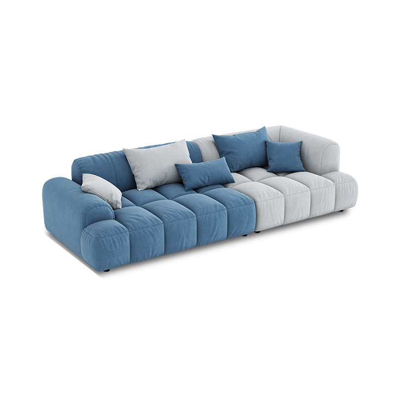 Scandinavian Sofa & Chaise in Blue and White Recessed Arm Sofa