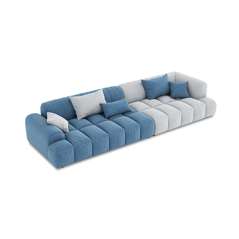 Scandinavian Sofa & Chaise in Blue and White Recessed Arm Sofa