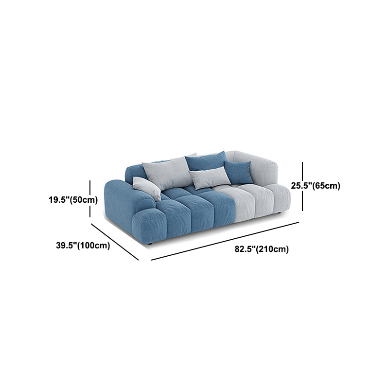 Scandinavian Sofa & Chaise in Blue and White Recessed Arm Sofa