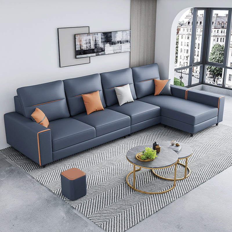 37.4"H Faux Leather Square Arm Sofa & Chaise for Living Room