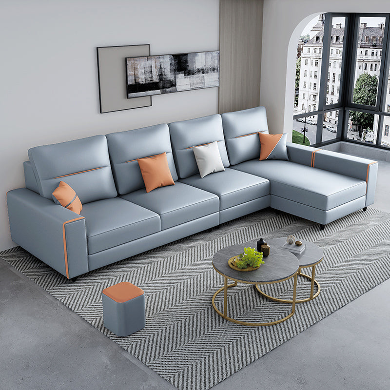 37.4"H Faux Leather Square Arm Sofa & Chaise for Living Room