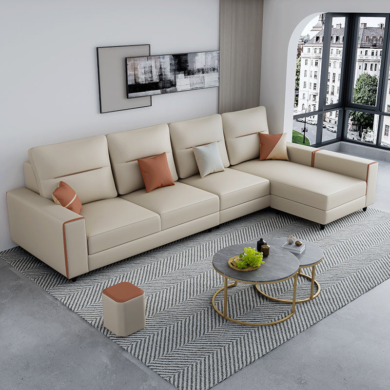 37.4"H Faux Leather Square Arm Sofa & Chaise for Living Room