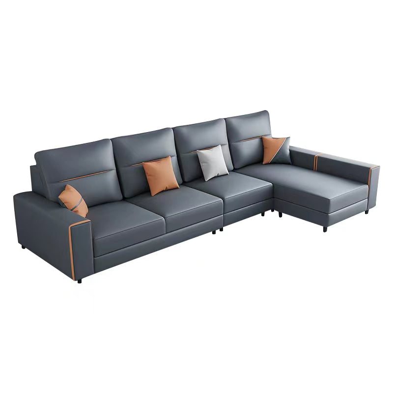37.4"H Faux Leather Square Arm Sofa & Chaise for Living Room