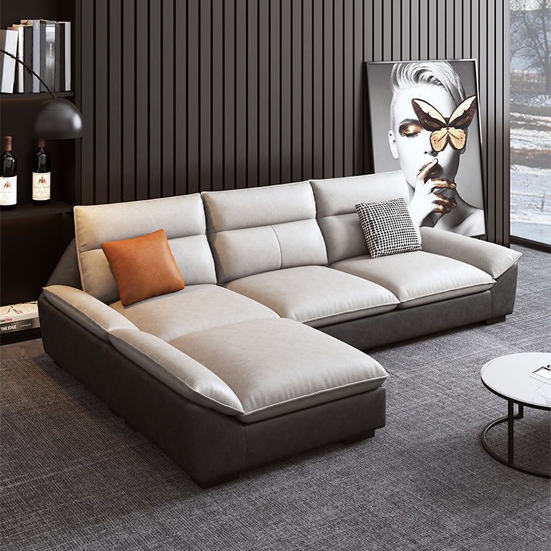 Flared Arm Sofa in White Stain/Water Resistant Sofa & Chaise